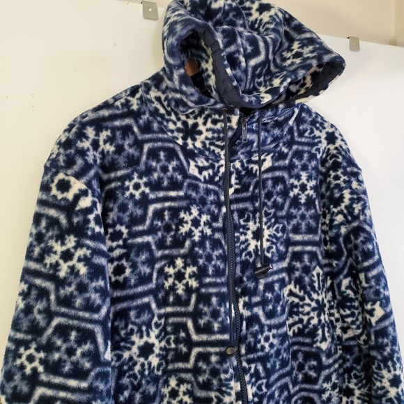 🌹 L.L.Bean Vintage Fleece Hooded Zip-up Patterned Jacket - Picture 4 of 9